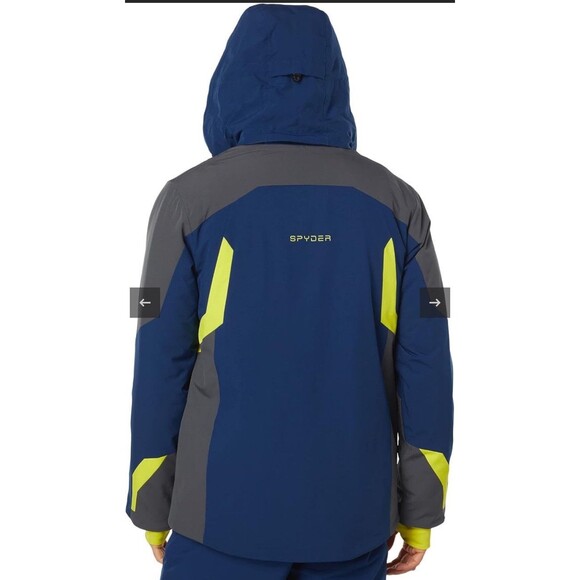 Spyder Blue and Gray Ski Jacket with Yellow Accents - Picture 2 of 16